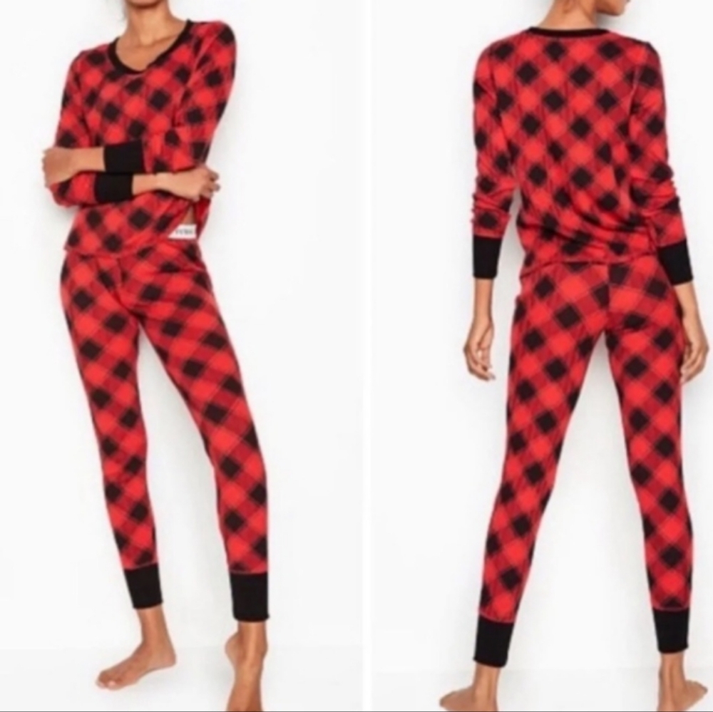 Victoria's secret red & black plaid holiday thermal pajama pants small medium